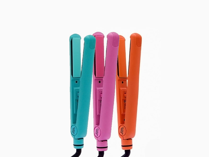 shot of the different colour ranges of the retro irons in blue, pink and orange 