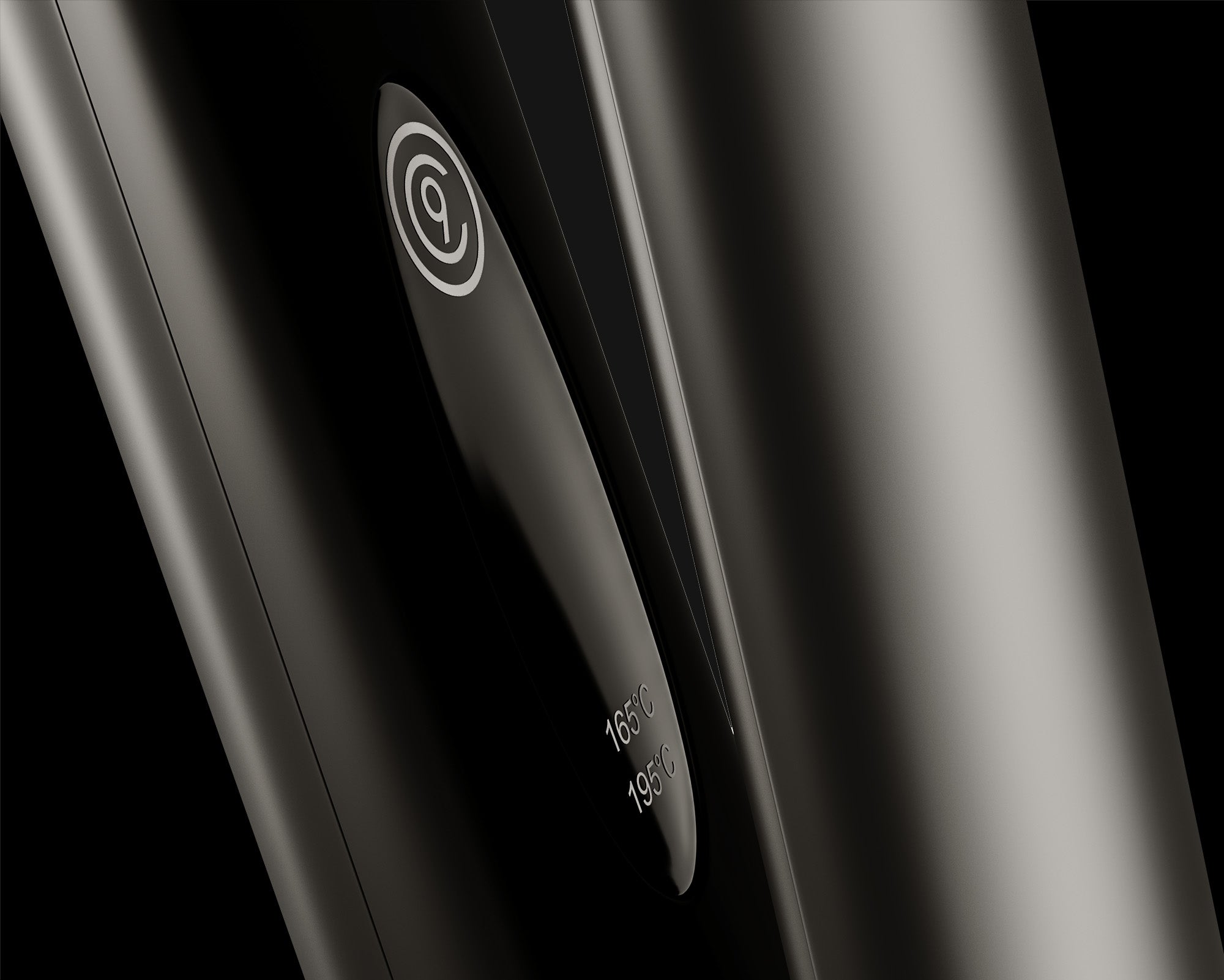 Close up of the Variable Temperature Control panel on the black CLOUD NINE Touch Iron.